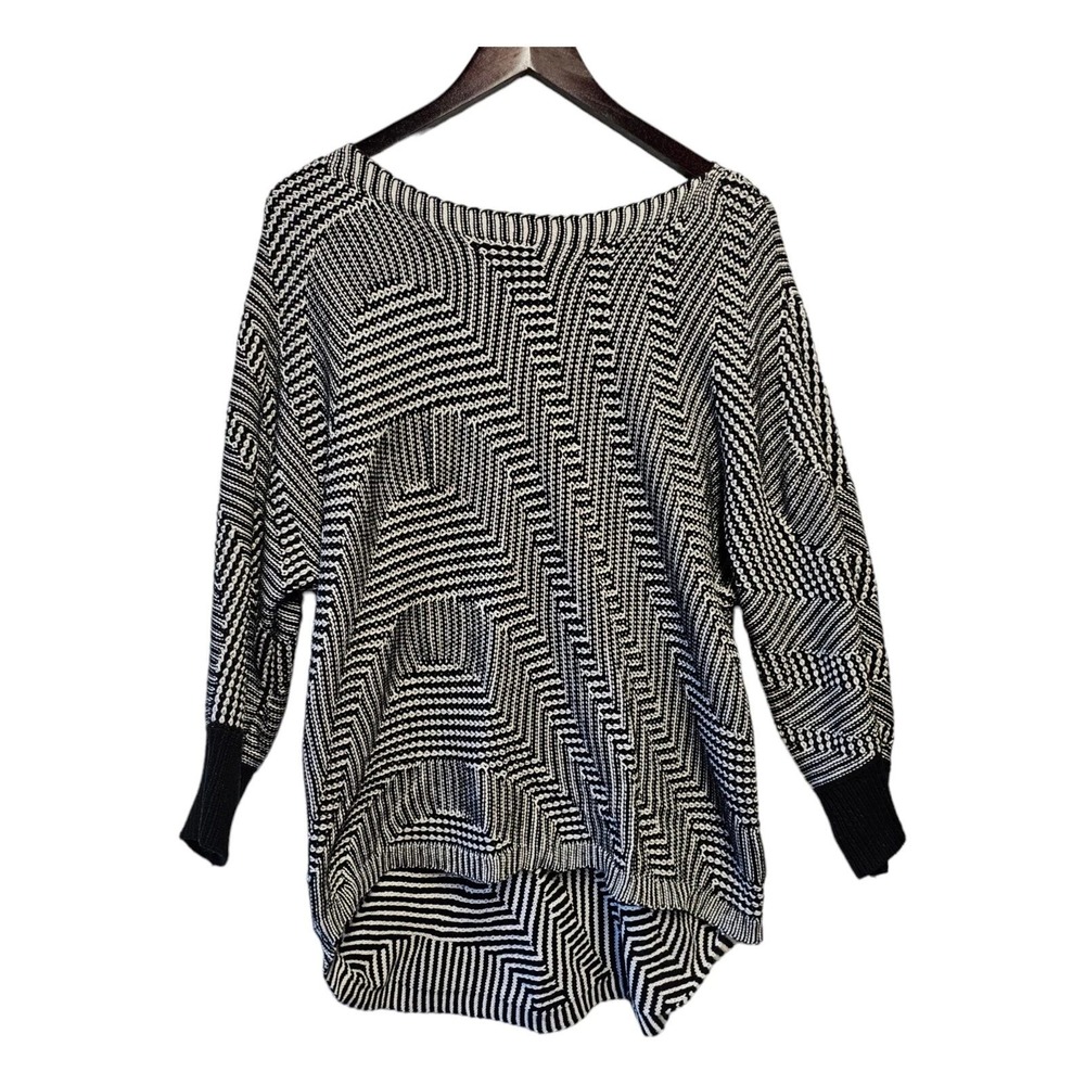 Dana Buchman Sweater Black & White Chevron Sweater‎ XL Classic - Picture 4 of 6